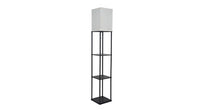 ASD Traditional Floor Lamp with three square shelves 120V E26 with LED bulb 9W 3CCT Pull chain 62inch Black frame White shade ETL