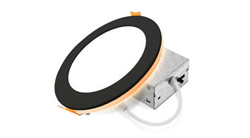 ASD LED Wafer with Night Light 2000K Round 6inch 12W+3W 120V Triac 2700/3000/3500/4000/5000K Black ETL ES T24  - 6 Piece Minimum