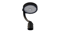 ASD LED Area Round Light with Q-base 35/55/75/100W 120-277V 0-10V Dimmable 170Lm/W 3000/4000/5000K with Photocell with Post Bracket Black UL DLC Premium