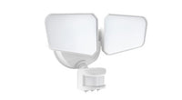 ASD LED Security Floodlight 2 square heads 20W 120V Non-Dimmable 2700/3000/3500/4000/5000K with 180° Motion Sensor and Photocell White UL DLC Premium