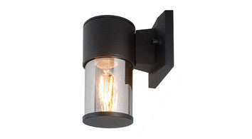 ASD Bulb Outdoor Wall Cylinder Round 1xE26 120V Smoky glass Black ETL
