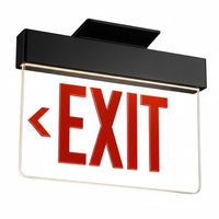 Lithonia Aluminum Edge-Lit Exit Sign, Black, Single face, Red on clear, Left, Dual voltage, Top mount, AC Only - NO Emergency Battery