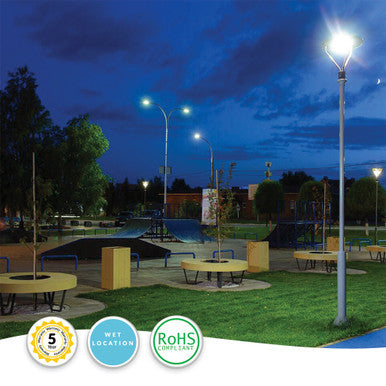LED Solar Post Tops - Automated Pole Light Fixtures - Commercial Grade - Choose From Round Top or Dual Light Unit