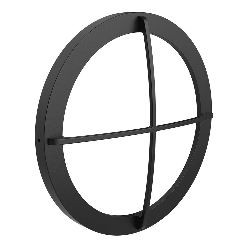 LED Round Bulk Head Light With Cross Trim - Wall or Ceiling Mount – Wet Location - Watt Selectable 60W/48W/36W - Color Selectable 30K/40K/50K - 120/277V - Black Finish - Integrated Photocell Included