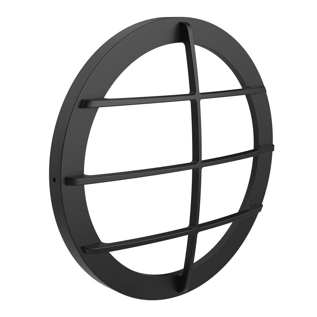 LED Round Bulk Head Light With Grid Trim - Wall or Ceiling Mount – Wet Location - Watt Selectable 60W/48W/36W - Color Selectable 30K/40K/50K - 120/277V - Bronze Finish - Integrated Photocell Included