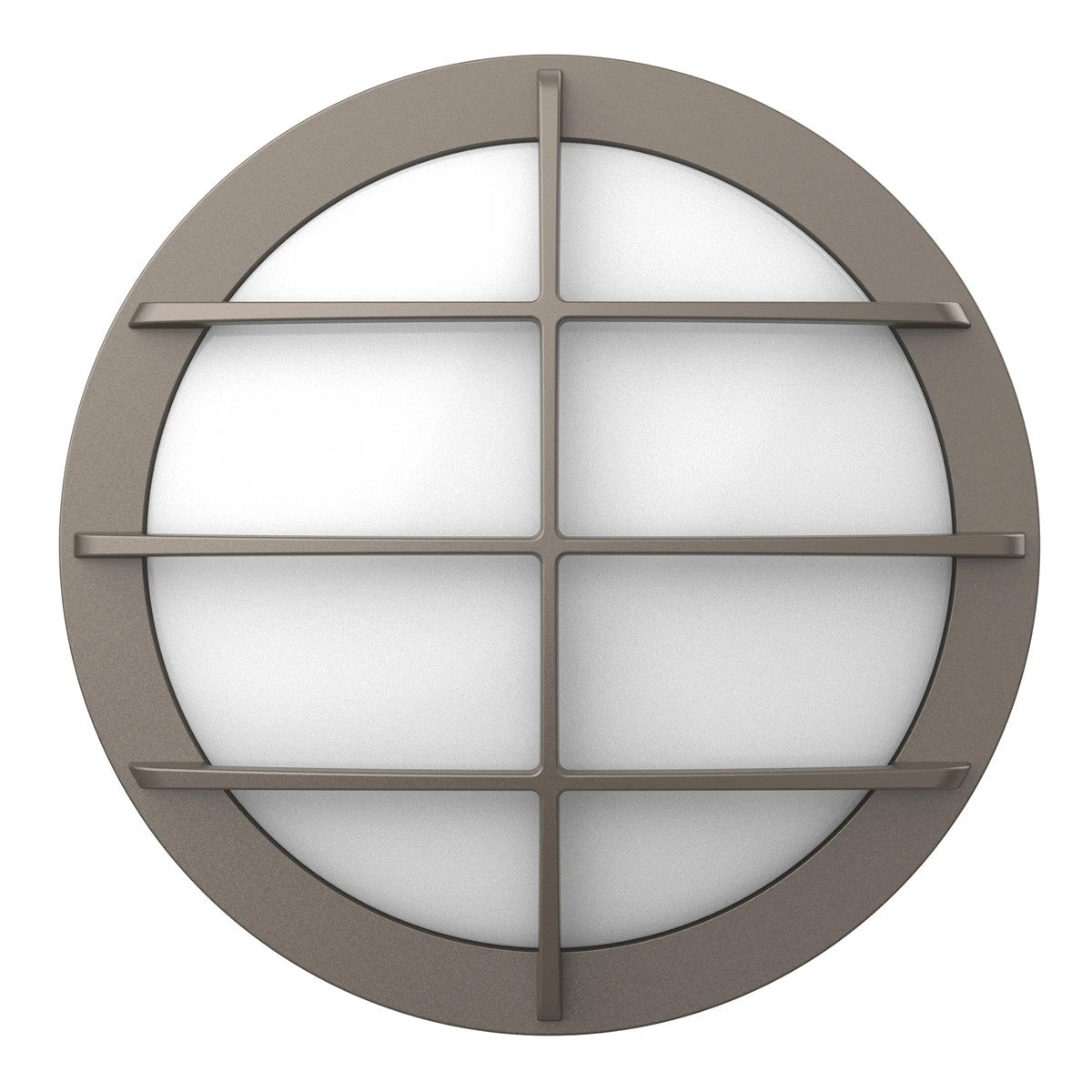 LED Round Bulk Head Light With Grid Trim - Wall or Ceiling Mount – Wet Location - Watt Selectable 60W/48W/36W - Color Selectable 30K/40K/50K - 120/277V - Black Finish - Integrated Photocell Included