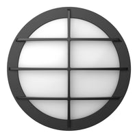 LED Round Bulk Head Light With Grid Trim - Wall or Ceiling Mount – Wet Location - Watt Selectable 60W/48W/36W - Color Selectable 30K/40K/50K - 120/277V - Bronze Finish - Integrated Photocell Included