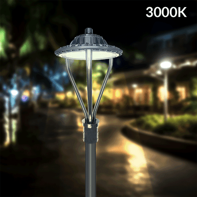 LED Post Light - Selectable 35/50/75 Watt - 3900-9700 Lumens - Color Selectable 30K/50K - 120-277V - Black - Fits Up to 3 Inch Pole Top
