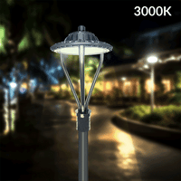 LED Post Light - Selectable 35/50/75 Watt - 3900-9700 Lumens - Color Selectable 30K/50K - 120-277V - Black - Fits Up to 3 Inch Pole Top