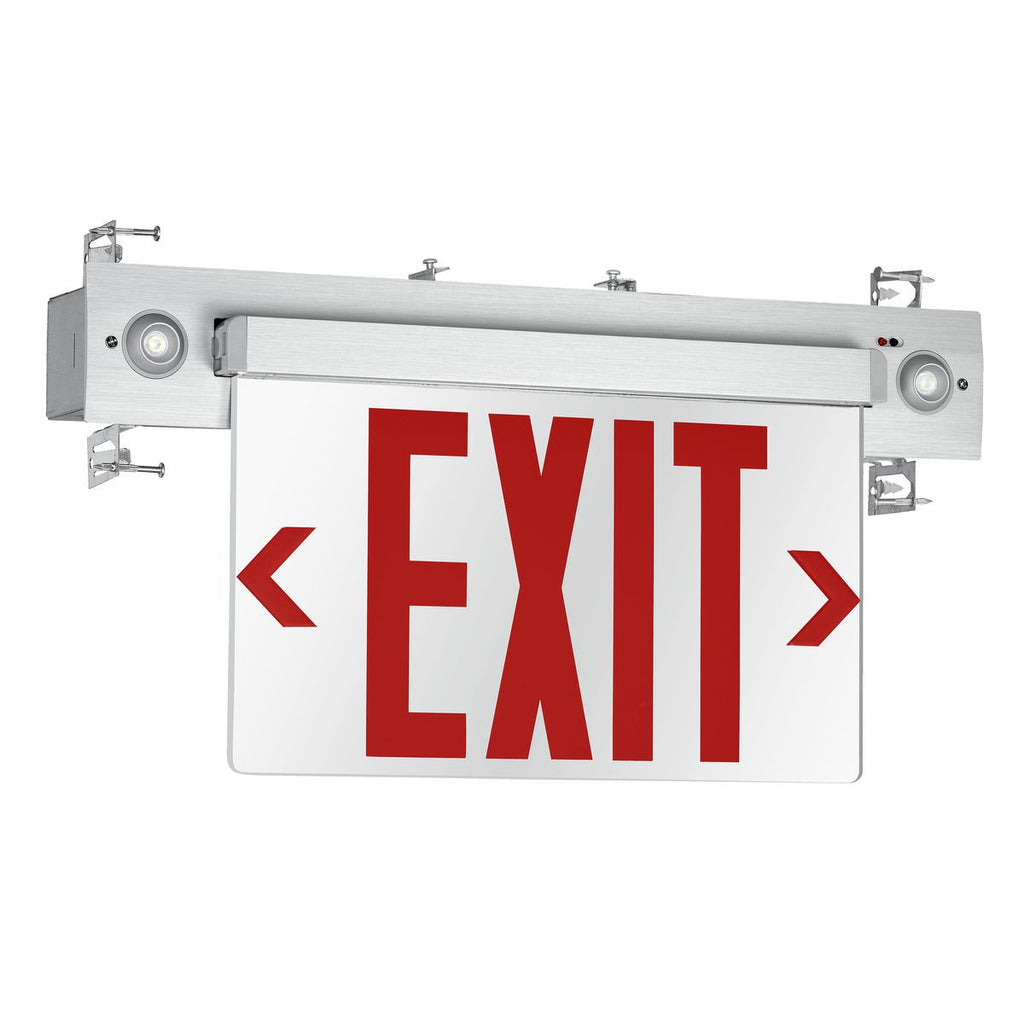 Recessed mounting, Single Face, Red Letters, Brushed Aluminum