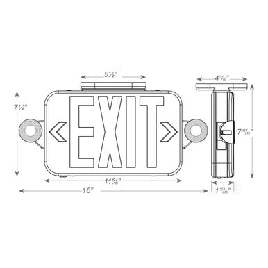 LED MR16 Exit Combos - Commercial Exit Fixtures With Emergency Lights - Choose Your Letter and Housing Color