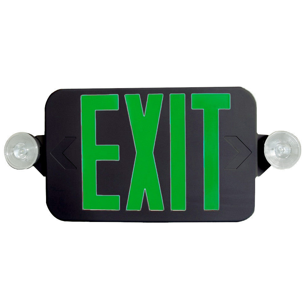 Low Profile All LED Exit & Emergency Combo, Selectable Red/Green, Black Housing - With 90 Minute Battery Back-Up