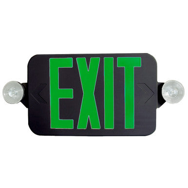 Low Profile All LED Exit & Emergency Combo, Selectable Red/Green, Black Housing - With 90 Minute Battery Back-Up