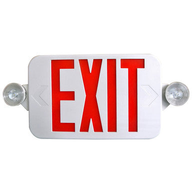 Low Profile All LED Exit & Emergency Combo, Selectable Red/Green, White Housing - With 90 Minute Battery Back-Up