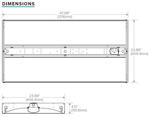 Columbia Lighting CCL24-5040-ELL14 2ft.x4ft. Center Lens LED Troffer, 5000 LM, 40K, 1400 LM Battery Pack