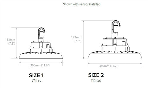 Columbia Lighting CRN2-2-LSCS-EDMV 150/200/240W Wet Location LED High Bay, Switchable LM, Switchable CCT, 0-10V  120-347V