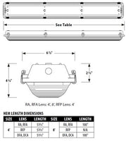 Columbia Lighting HEM4-50VL-RFP-EU-SSL 4ft. LED Hazardous Environment, 50K, Very High Lumen Output, Ribbed Polycarbonate, 120-277V Stainless Steel Tamper Resistance Ready Latches