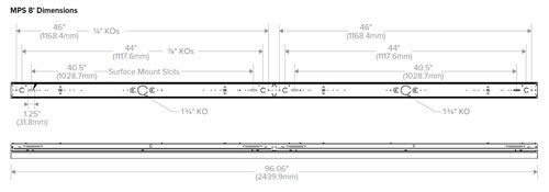 Columbia Lighting MPS8-50ML-CW-EDU 8ft. Linear LED Light, 80CRI, 50K , 9500 LM, Curve Acrylic Lens, Wide Distirbution, 0-10V 120-277V