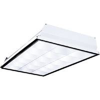Columbia Lighting P422-232U6SG-LD33-AV-EU 2ft. x 2ft. Recessed Air Handling Parabolic Louver, Two Lamps, U-Bent 6ft. Leg Spacing Lamp, Grid Ceiling, Low Iridescent Semi-Specular Louver, 3 Cells Crosswise, 3 Cells Lengthwise, 120-277V