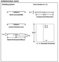 Columbia Lighting ZPT22-224G-LSRR-EPU-NYC 2ft.x2ft. Zero Plenum Troffer, Two 24W T5HO Lamps, Grid Lay-in Ceiling Type, Linear Prismatic Lens with Surface Relief Diffuser Shielding, Ribbed Curve Reflector, Electric T5, 1.00 Ballast Factor, 120V-277V,