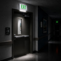 Standard Light pipe LED Exit & Emergency Combo - Green Lettering with White Housing Color - With 90 Minute Battery Back-Up