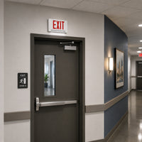 Standard Light pipe LED Exit & Emergency Combo - Red Lettering with White Housing Color - With 90 Minute Battery Back-Up