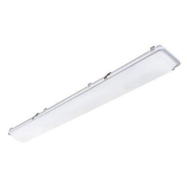8', 80 CRI, 4000K, 12,456 Lumens, Surface Mount, Ribbed Frosted Acrylic Lens, 0-10V Dimming Driver, 120-277V, 95W, 132 LPW, White, Dual Wet Hub