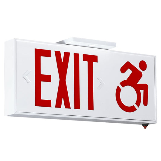 Exit, Red, 120/277V, White Housing