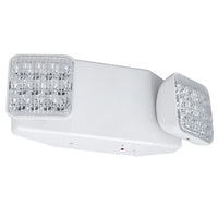 LED Emergency Light, 2 Lamp Heads, Wall Mount, 120/277V, 1.6W, White Housing, Remote Capability