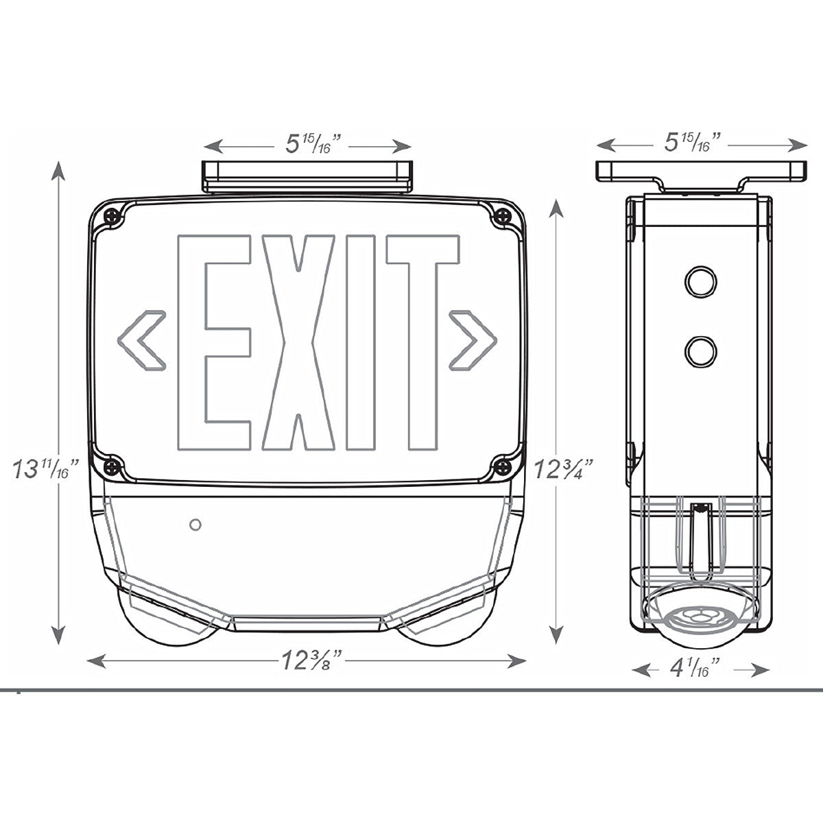 Wet Location Combo LED Exit Sign And Emergency Light Double Face- White Housing Color, and Red Lettering - With 90 Minute Battery Back-Up