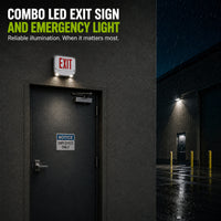 Wet Location Combo LED Exit Sign And Emergency Light Double Face- White Housing Color, and Red Lettering - With 90 Minute Battery Back-Up