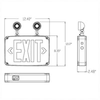 Wet Location Universal Single/Double Face Red & Green Led Exit Sign Combo Unit Black Finish