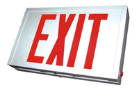 White LED Steel Housing Exit Sign w/ Battery Back Up - Red Lettering - With Battery Back-Up