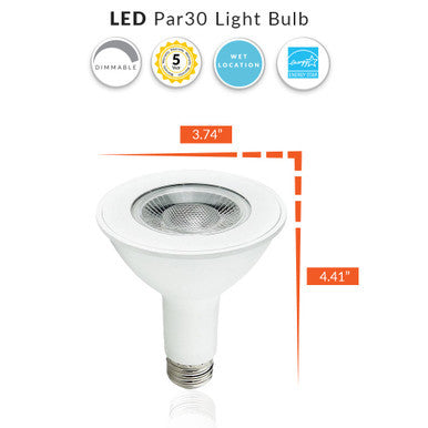 LED PAR30 Longneck Bulb - 10 Watt - 800 Lumens - 2700K Warm White - E26 Medium Base - 120V - Dimmable