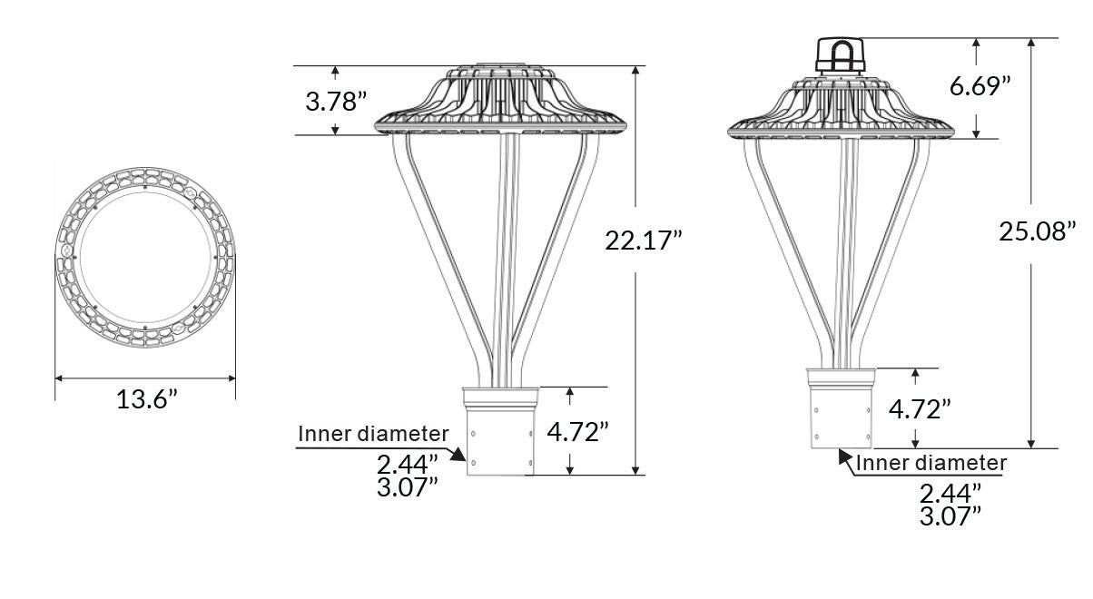LED Post Light - Selectable 35/50/75 Watt - 3900-9700 Lumens - Color Selectable 30K/50K - 120-277V - Black - Fits Up to 3 Inch Pole Top
