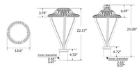 LED Post Light - Selectable 35/50/75 Watt - 3900-9700 Lumens - Color Selectable 30K/50K - 120-277V - Black - Fits Up to 3 Inch Pole Top
