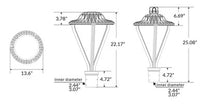 LED Post Light - Selectable 75/100/150 Watt - 9750-19500 Lumens - Color Selectable 30K/50K - 120-277V - White - Fits Up to 3 Inch Pole Top