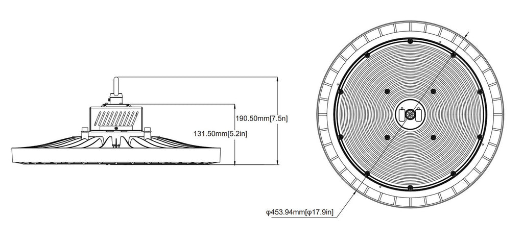 500 Watt UFO LED High Bay Light - 80,000 Lumens - Color Selectable 30K/40K/50K - 120-277V - Black Finish