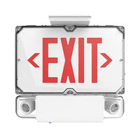 Industrial LED Exit and Emergency, Red, Single Face, 2 Lamp Heads, Wall, Ceiling, End Mount, 120/277V 12W, Black Housing, Remote Capability, Lithium Iron Phosphate (LiFePO) Battery