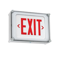 LED Exit and Emergency, Red, Single Face, Wall Mount, 120/277V 1.2W, White Housing, AC Only