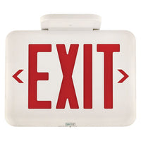 Architectural thermoplastic exit, universal single/double face, red letters, white finish, Spectron self-test/self-diagnostics