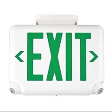 Dual-Lite EVCUGWD4I-24K Architectural LED Exit and Emergency Light, Universal Face, Green Letters, White Finish, 2 LED Remote Capacity, Spectron Self-Diagnostics, 220-240VAC