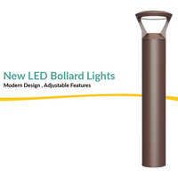 LED Bollard Lights - For Commercial Driveways and Parking Lots - Lens Free Cone Head - 24/19/14W - 3000 Max Lumens - Color Selectable 30K, 40K, 50K - Bronze Finish