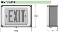 Dual Lite EVE4XRWE Wet Location NEMA Exit Sign, Red Letter, White Finish, Emergency Operation