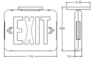Dual-Lite EVEURBE LED Exit Sign, Single/ Double Face, Red Letters, Black Finish, Emergency Operation, No Self-Diagnostics