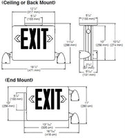 Dual-Lite HCXURW Side Mount Designer LED Exit Sign and Emergency Light, Universal Face, Red Letters, White Finish,