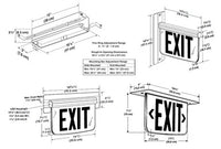 Dual-Lite LECDRCNE Ceiling Mounting Architectural Edge-Lit LED Exit Sign, 120/277V, Double Face, Red Letters, L/R Arrows, Satin Aluminum Finish, Emergency Operation