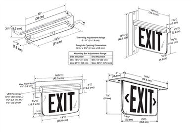 Dual Lite LEWSRRSA Wall Mount Edge-Lit LED Exit Sign, Single Face, Red Letters, Right Arrow, Satin Brass Finish, AC Only