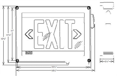 Dual-Lite LN4XRWE Wet Location Thermoplastic Exit Sign, 120/277V, Red Letters, White Finish, Emergency Operation, No Self-Diagnostics