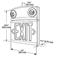 Dual-Lite LTURW3-0 10W Tandem Emergency Lighting Unit and LED Exit Sign Combo, Single/ Double Face, Red Letters, White Finish, Standard Model, Remote Capacity Model, No Lamp Heads